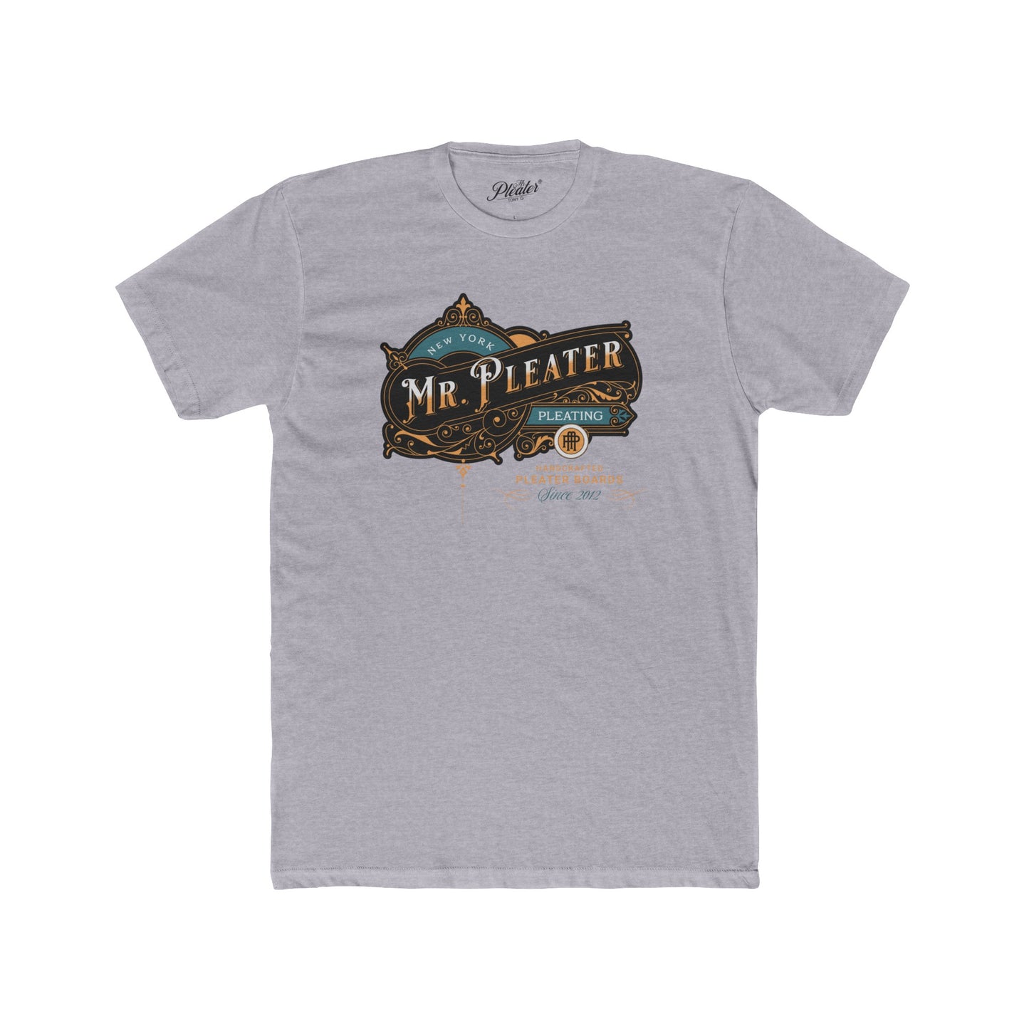 Mr. Pleater By TONY G Men's Cotton Crew Tee, featuring the Mr. Pleater Handcrafted Pleater Board 2 design