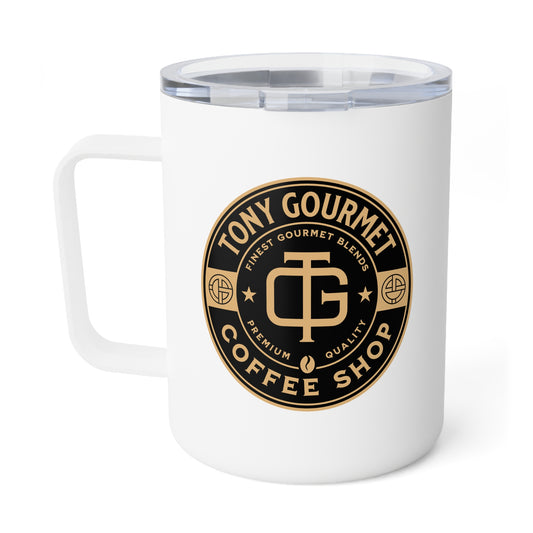 TONY Gourmet Insulated Coffee Mug, 10oz, featuring the TONY Gourmet design