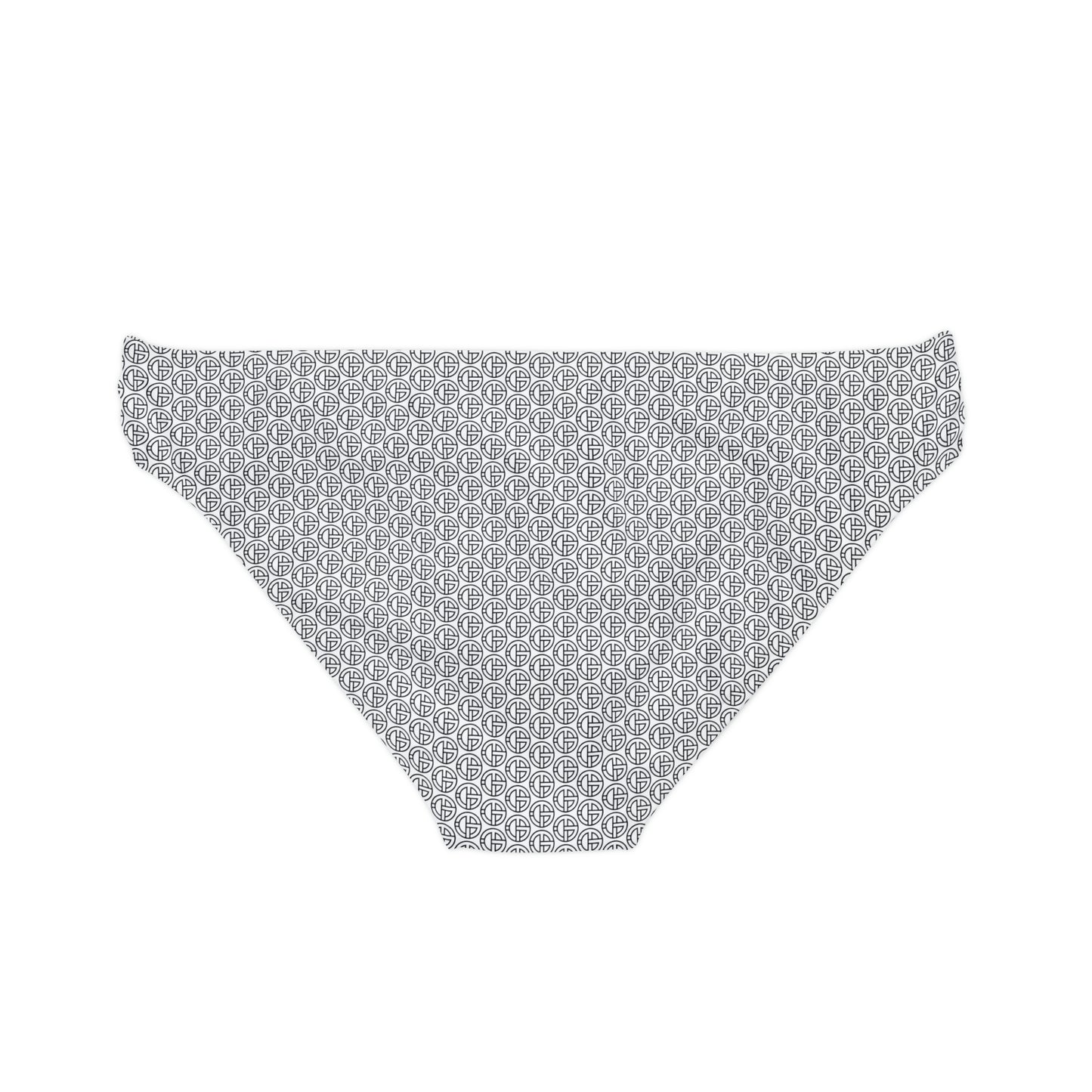 TONY G Loop Tie Side Bikini Bottom, adorned with the TG Logo Outline Monogram Pattern