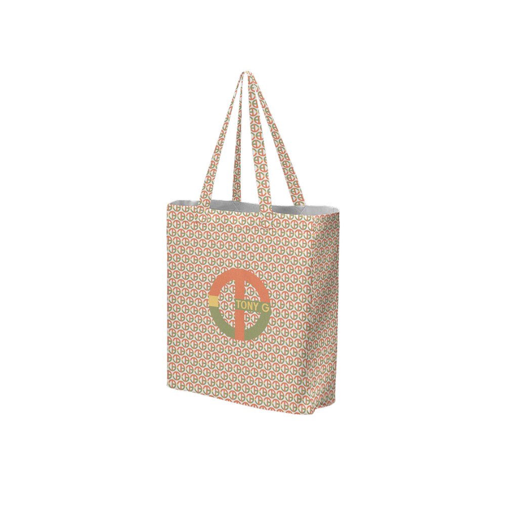 TONY G, TG Logo #1 Monogram Pattern, Large City Tote Bag with an inside pocket.