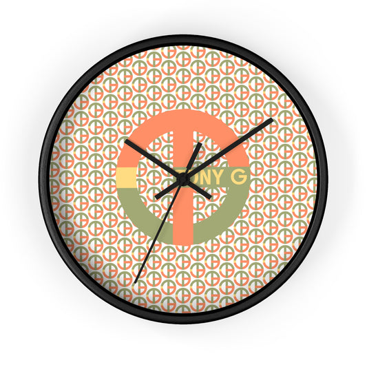 TONY G Wall Clock, featuring the TG Logo Vintage #1 and Monogram Pattern