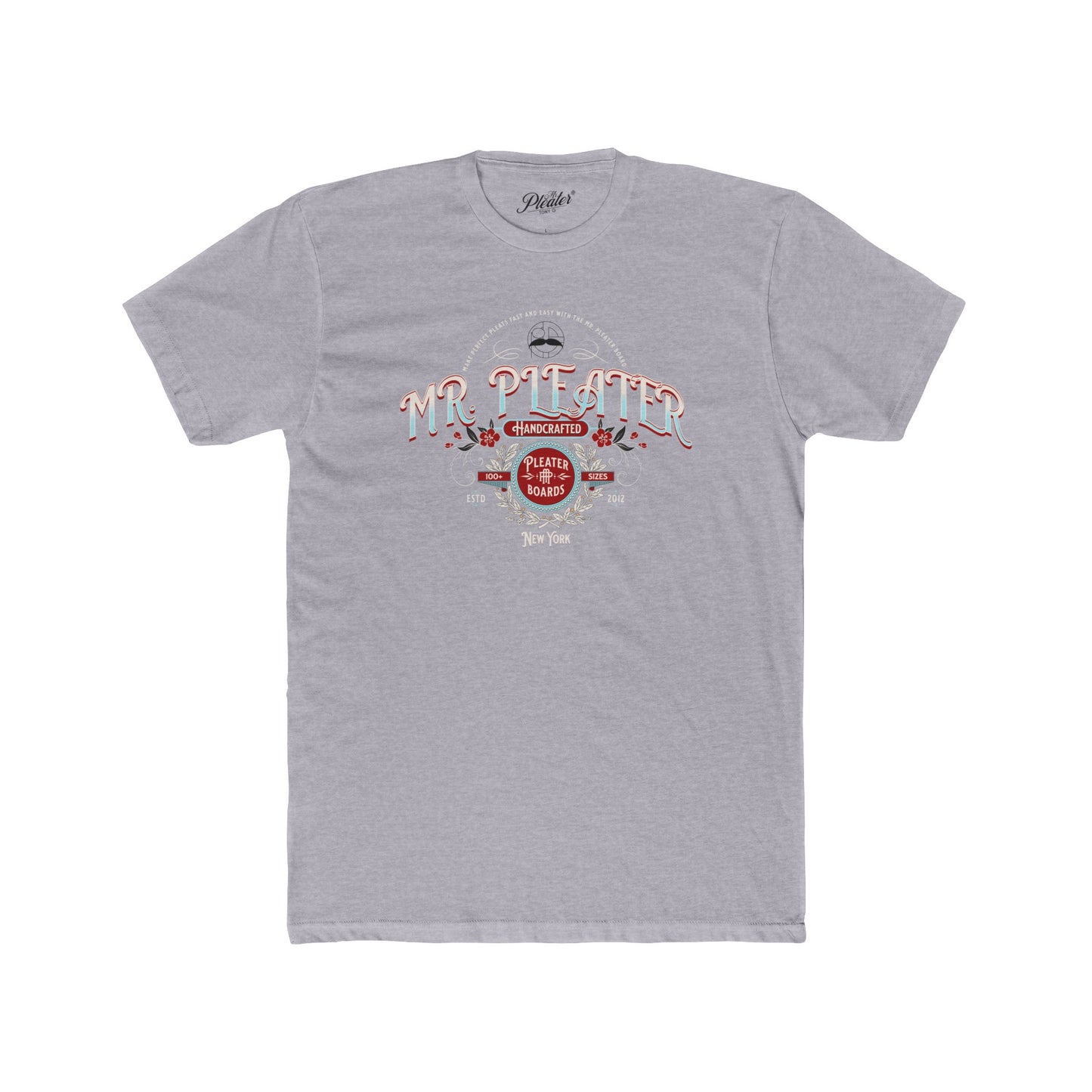 Mr. Pleater By TONY G Men's Cotton Crew Tee, featuring the Mr. Pleater Handcrafted Pleater Board design