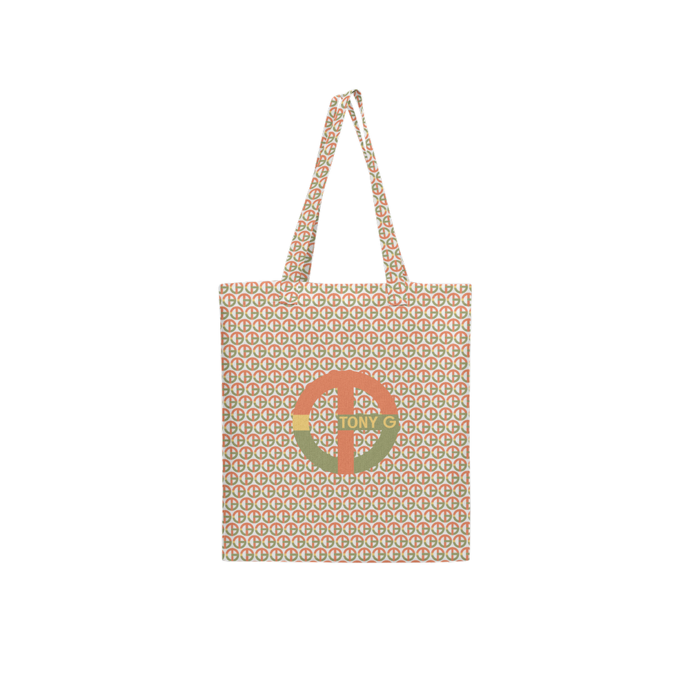 TONY G, TG Logo #1 Monogram Pattern, Large City Tote Bag with an inside pocket.