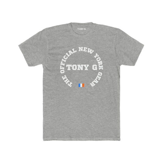 TONY G Men's Cotton Crew Tee, featuring the TONY G Flag Logo Varcity design