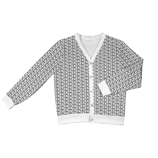 TONY G ribbed cardigan sweater, featuring the TONY G logo